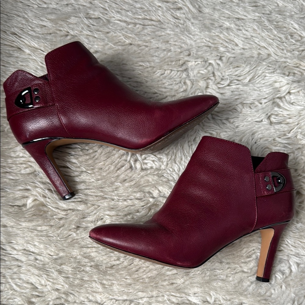 Vince Camuto Red Ankle Booties with Sleek Design